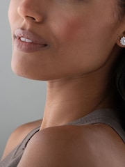 Beaverbrooks Sterling Silver Cubic Zirconia Double Halo Stud Earrings - Image 3 of 4