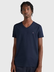 Tommy Hilfiger Blue Slim Fit Core Stretch V-Neck T-Shirt - Image 3 of 5