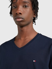 Tommy Hilfiger Blue Slim Fit Core Stretch V-Neck T-Shirt - Image 4 of 5