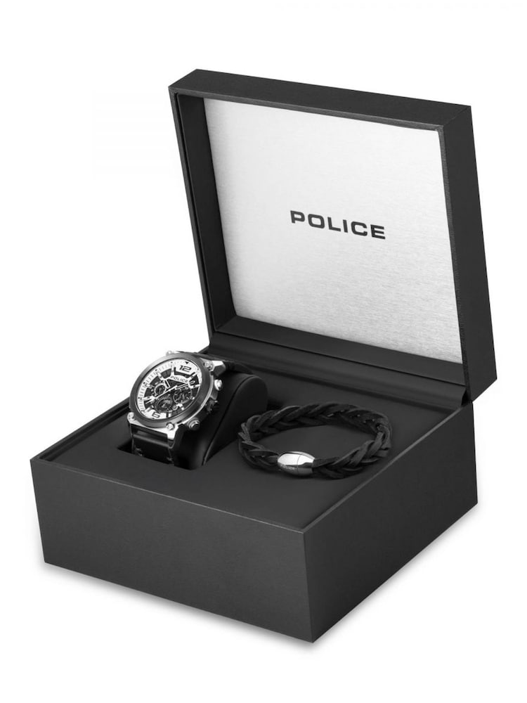 Police Gents Black Watch And Bracelet Gift Set - Image 1 of 6