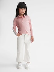 Reiss Pale Pink India Senior Colour Block Jersey Polo Top - Image 1 of 1