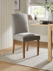 Set of 2 Soft Linen Look Mid Grey Malvern Dining Chairs - Image 1 of 7