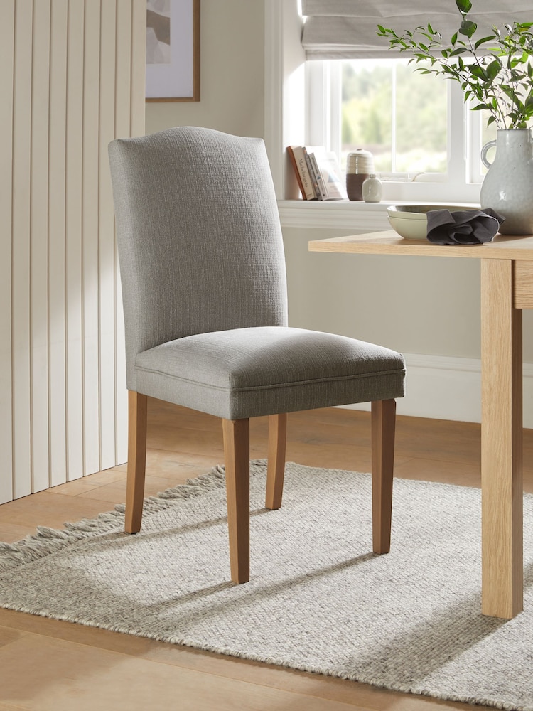 Set of 2 Soft Linen Look Mid Grey Malvern Dining Chairs - Image 1 of 7