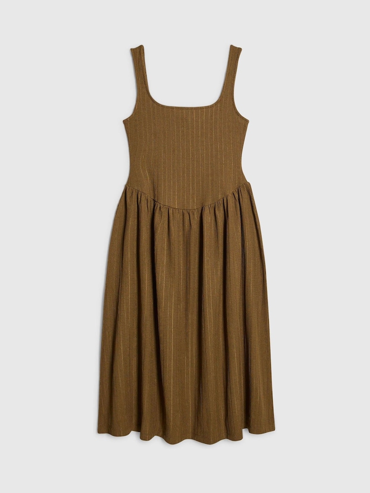 River Island Green Petite Square Neck Texture Midi Dress - Image 4 of 4 River Island Green Petite Square Neck Texture Midi Dress - Image 4 of 4