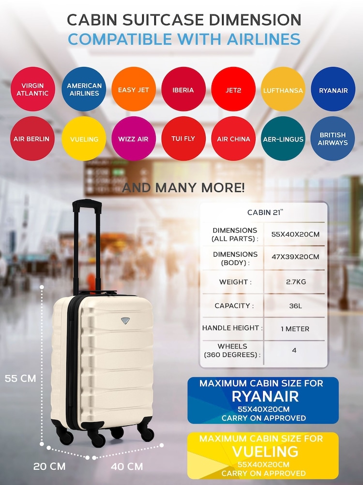 Flight Knight 55x40x20cm Ryanair Priority 4 Wheel ABS Hard Case Cabin Carry On Hand Luggage - Image 6 of 6