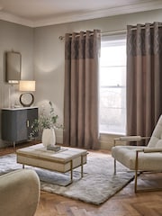 Mink Natural Velvet Pleated Panel Super Thermal Eyelet Curtains - Image 1 of 6