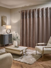 Mink Natural Velvet Pleated Panel Super Thermal Eyelet Curtains - Image 2 of 6