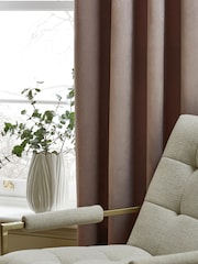 Mink Natural Velvet Pleated Panel Super Thermal Eyelet Curtains - Image 3 of 6