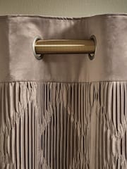 Mink Natural Velvet Pleated Panel Super Thermal Eyelet Curtains - Image 4 of 6