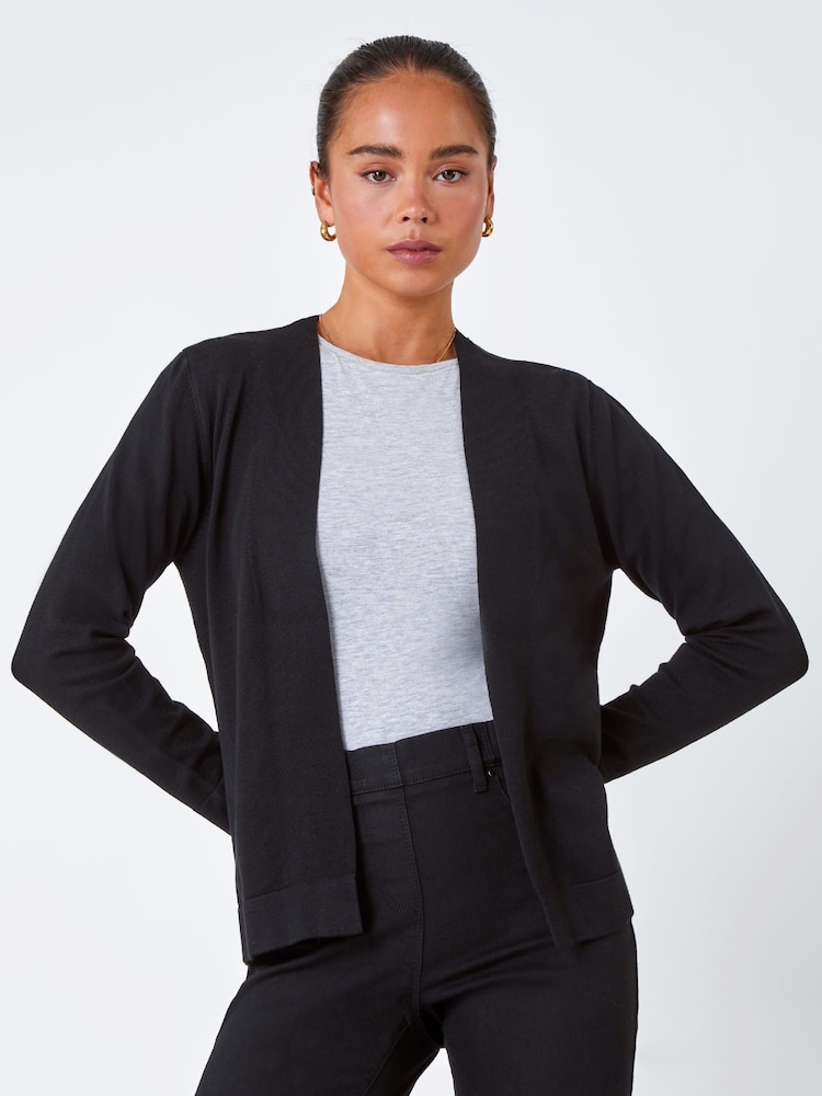 Roman Black Petite Plain Stretch Cardigan - Image 1 of 6