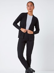 Roman Black Petite Plain Stretch Cardigan - Image 3 of 6