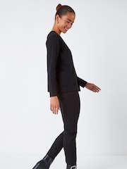 Roman Black Petite Plain Stretch Cardigan - Image 4 of 6