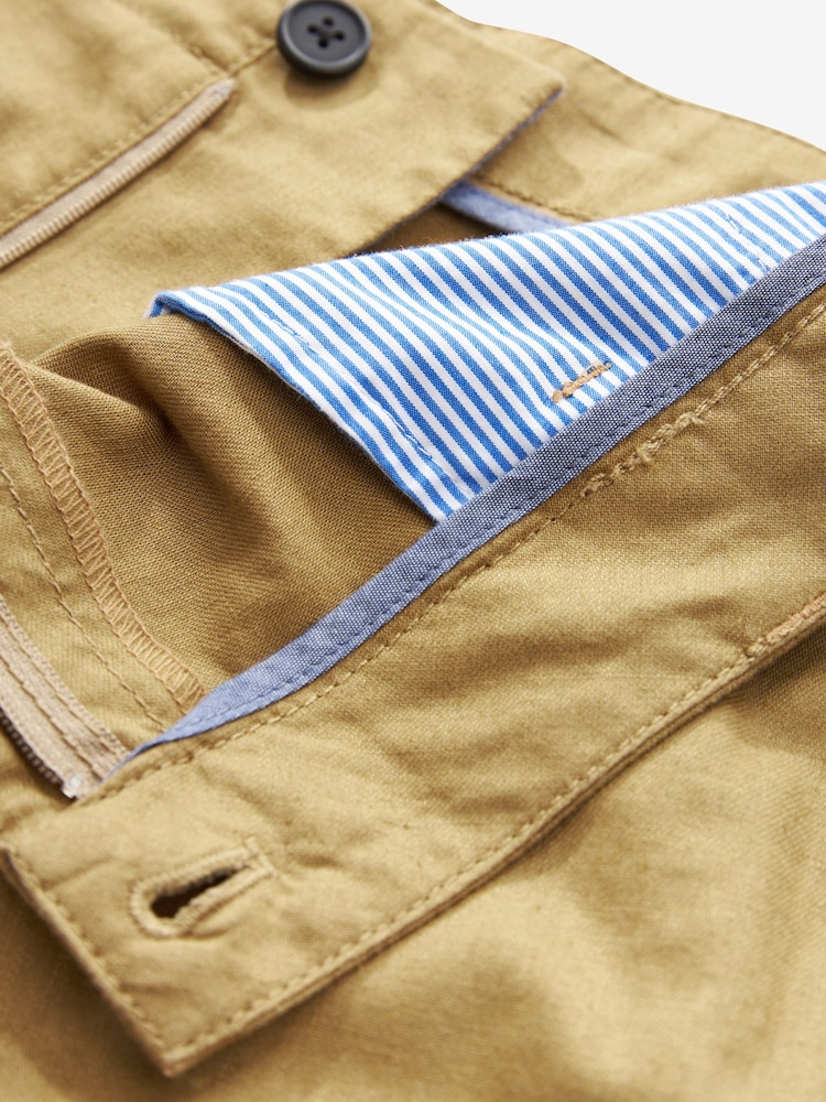 Tan Brown Linen Blend Cargo Trousers - Image 6 of 6