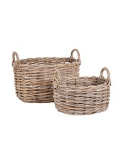 Pacific Set of 2 Grey Kubu Oval Storage Baskets - Image 2 of 3