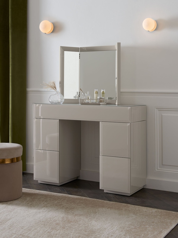 Dark Natural Sloane Glass Collection Luxe Slim Console Dressing Table - Image 1 of 7