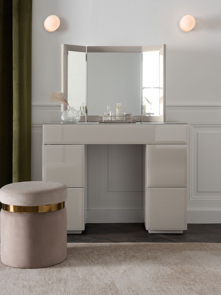 Dark Natural Sloane Glass Collection Luxe Slim Console Dressing Table - Image 2 of 7