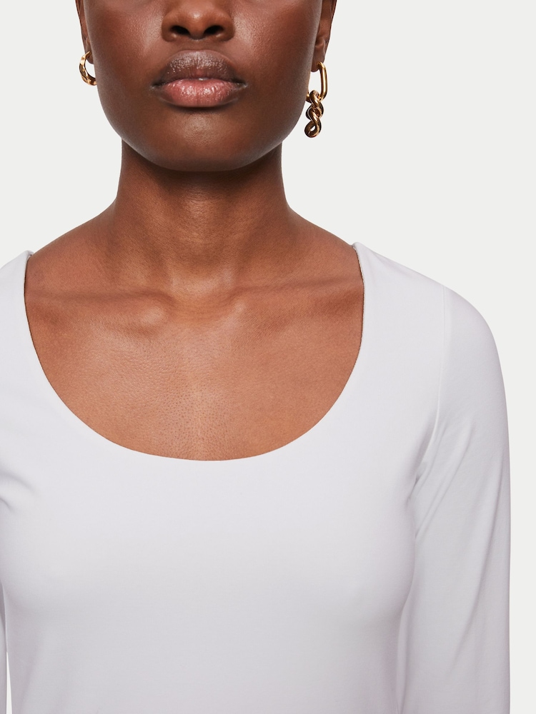 Jigsaw White Double Front Ballet Neck T-Shirt - Image 4 of 4 Jigsaw White Double Front Ballet Neck T-Shirt - Image 4 of 4