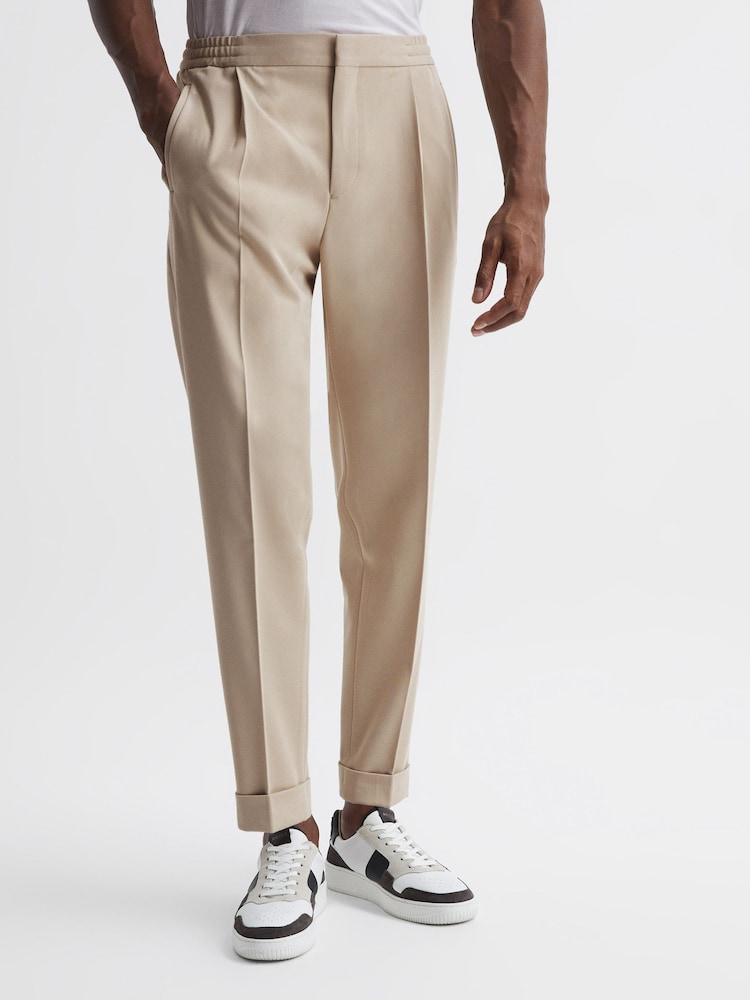 Reiss Stone Shield Cropped Drawstring Trousers - Image 1 of 6