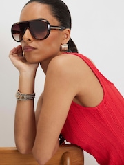 River Island Red Petite Square Neck Texture Midi Dress - Image 3 of 4