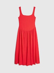 River Island Red Petite Square Neck Texture Midi Dress - Image 4 of 4