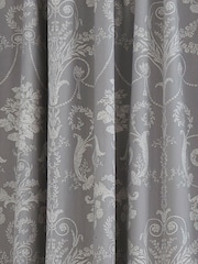 Laura Ashley Steel Grey Josette Blackout Lined 100% Cotton Eyelet Curtains - Image 3 of 3