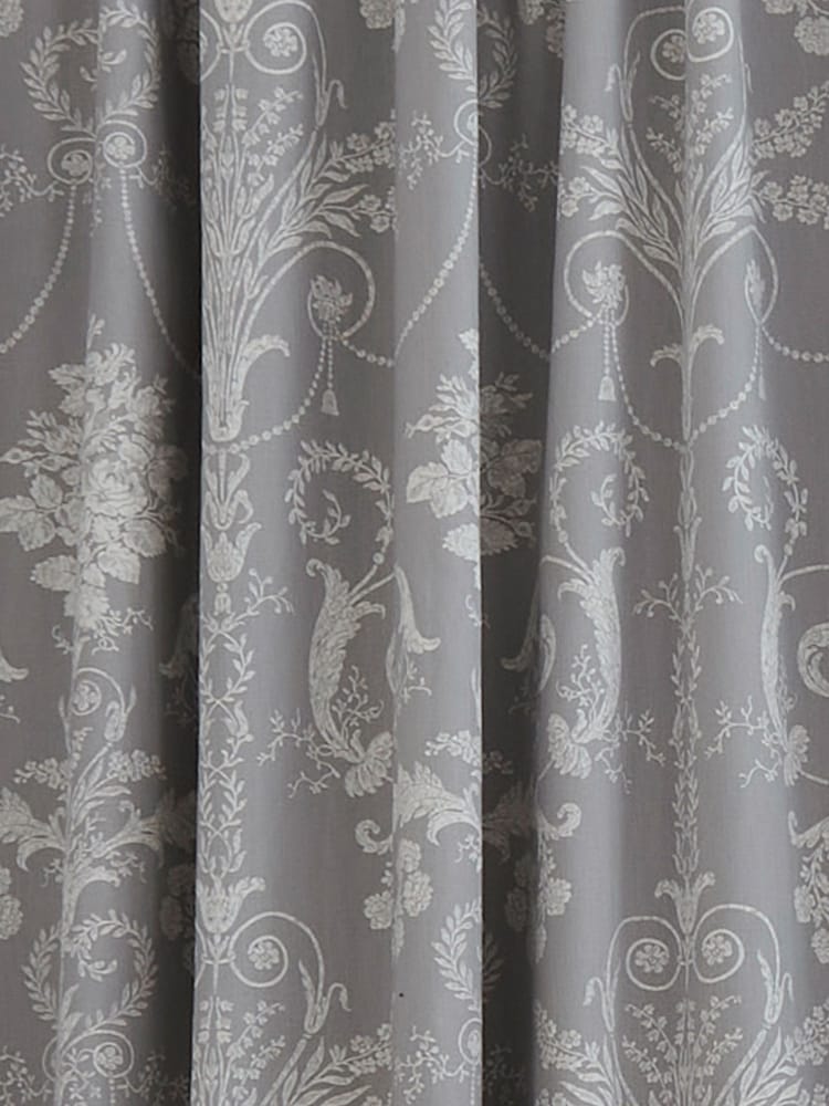 Laura Ashley Steel Grey Josette Blackout Lined 100% Cotton Eyelet Curtains - Image 3 of 3