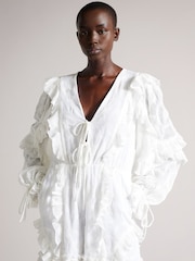Ted Baker White Puffball Sleeve Playsuit - Image 1 of 4