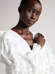 Ted Baker White Puffball Sleeve Playsuit - Image 3 of 4