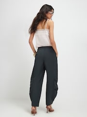 River Island Green High Rise Barrel Leg Utility Trousers - Image 2 of 4
