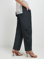 River Island Green High Rise Barrel Leg Utility Trousers - Image 3 of 4
