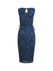 Weird Fish Blue Illaria Organic Printed Cheesecloth Midi Dress - Image 6 of 6