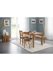 Julian Bowen Brown Coxmoor Solid Oak 4 Seater Dining Table And Chairs/Bench Set - Image 1 of 3