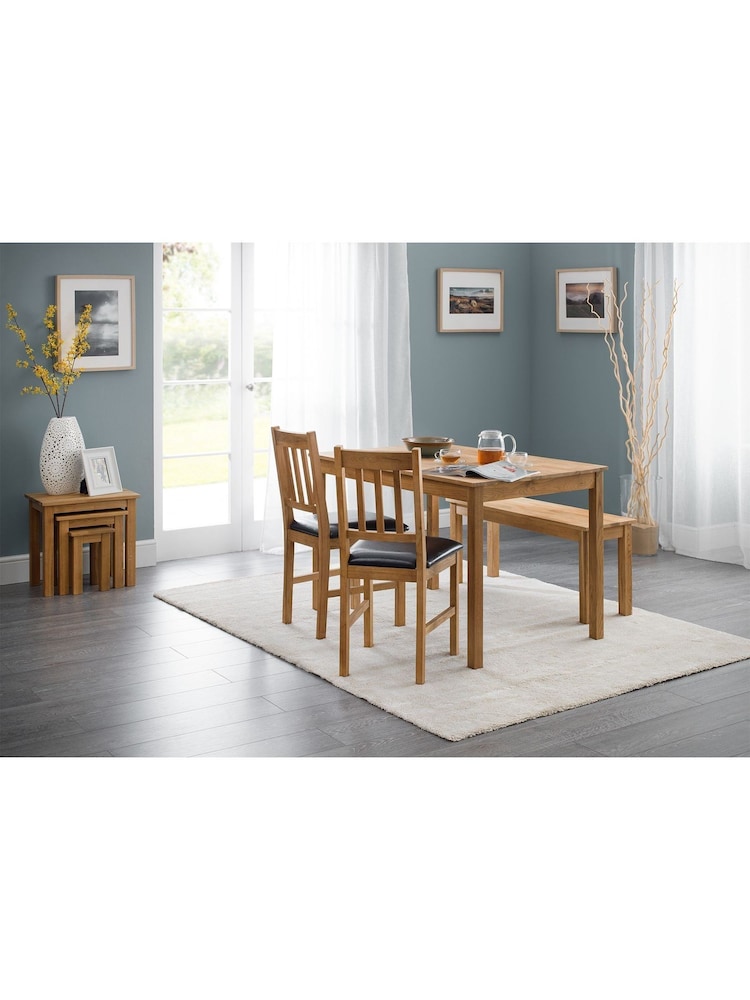 Julian Bowen Brown Coxmoor Solid Oak 4 Seater Dining Table And Chairs/Bench Set - Image 1 of 3
