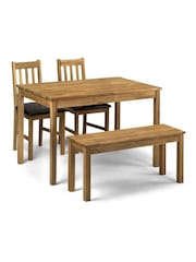 Julian Bowen Brown Coxmoor Solid Oak 4 Seater Dining Table And Chairs/Bench Set - Image 2 of 3