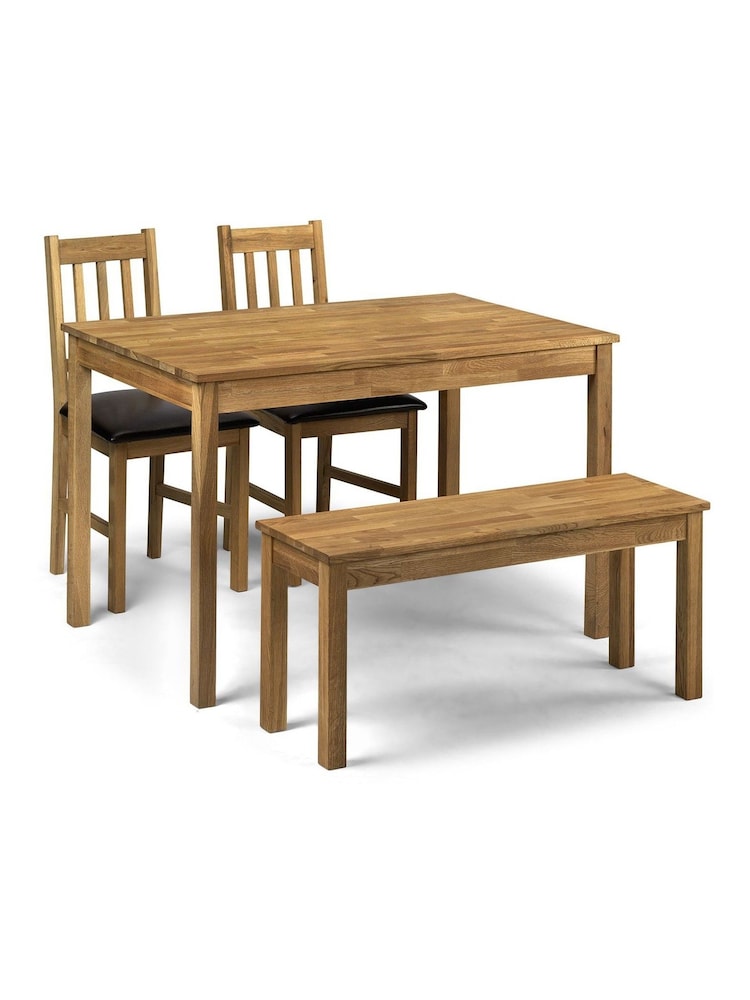 Julian Bowen Brown Coxmoor Solid Oak 4 Seater Dining Table And Chairs/Bench Set - Image 2 of 3