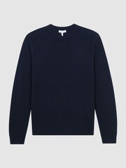 Reiss Navy Brookes Stitch Interest Crew Neck Jumper - Image 2 of 6