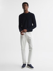Reiss Navy Brookes Stitch Interest Crew Neck Jumper - Image 3 of 6