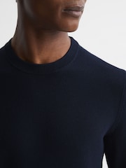 Reiss Navy Brookes Stitch Interest Crew Neck Jumper - Image 4 of 6