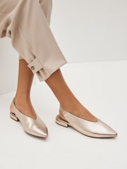 Gold Forever Comfort® Leather Flat Slingbacks - Image 1 of 7