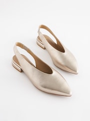 Gold Forever Comfort® Leather Flat Slingbacks - Image 3 of 7