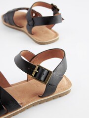 Black Standard Fit (F) Woven Leather Sandals - Image 4 of 5