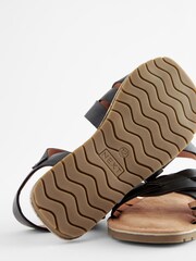 Black Standard Fit (F) Woven Leather Sandals - Image 5 of 5