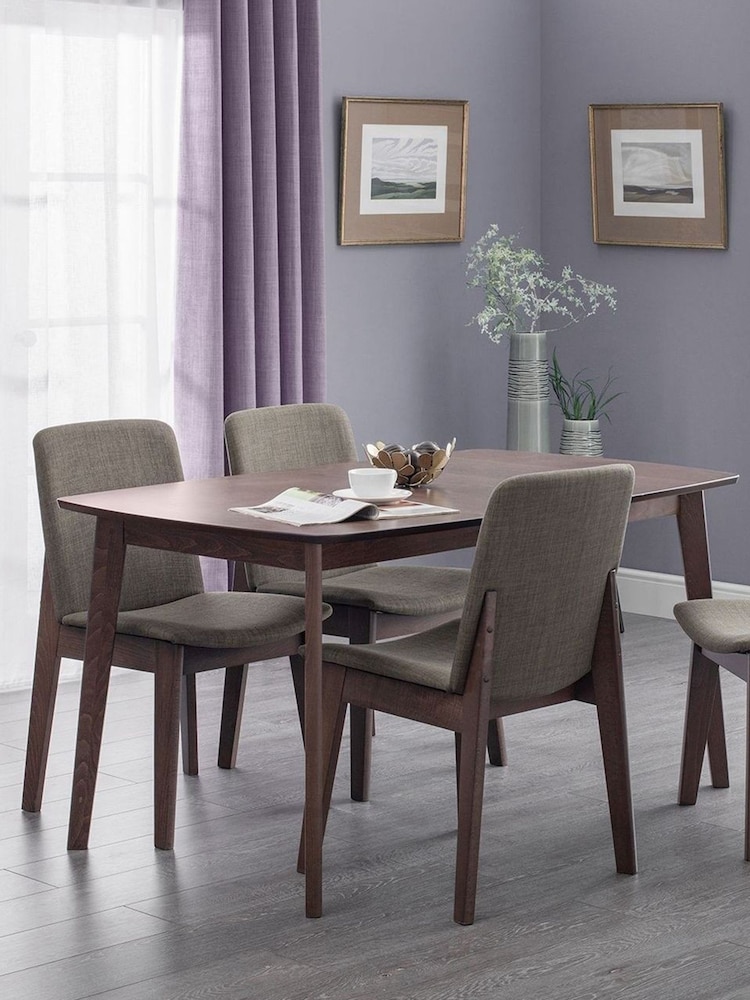 Julian Bowen Walnut Kensington Solid Beech 4 Seater Dining Set - Image 1 of 4