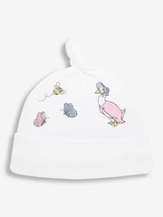 JoJo Maman Bébé White Jemima Puddle-Duck Cotton Baby Sleepsuit & Hat Set - Image 6 of 6