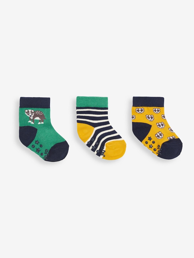 JoJo Maman Bébé Jungen Socken mit Dachsdesign im 3er-Pack - Bild 1 von 1