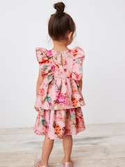 Pink Floral Tiered Ponte Occasion Dress (3mths-7yrs) - Image 2 of 6