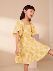 Yellow Floral Cut Out Detail Dress (3-16yrs) - Image 2 of 7
