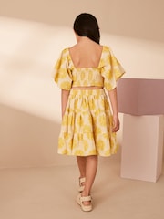 Yellow Floral Cut Out Detail Dress (3-16yrs) - Image 3 of 7