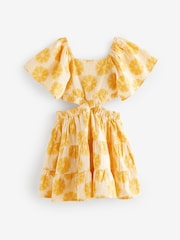 Yellow Floral Cut Out Detail Dress (3-16yrs) - Image 5 of 7