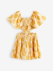 Yellow Floral Cut Out Detail Dress (3-16yrs) - Image 6 of 7